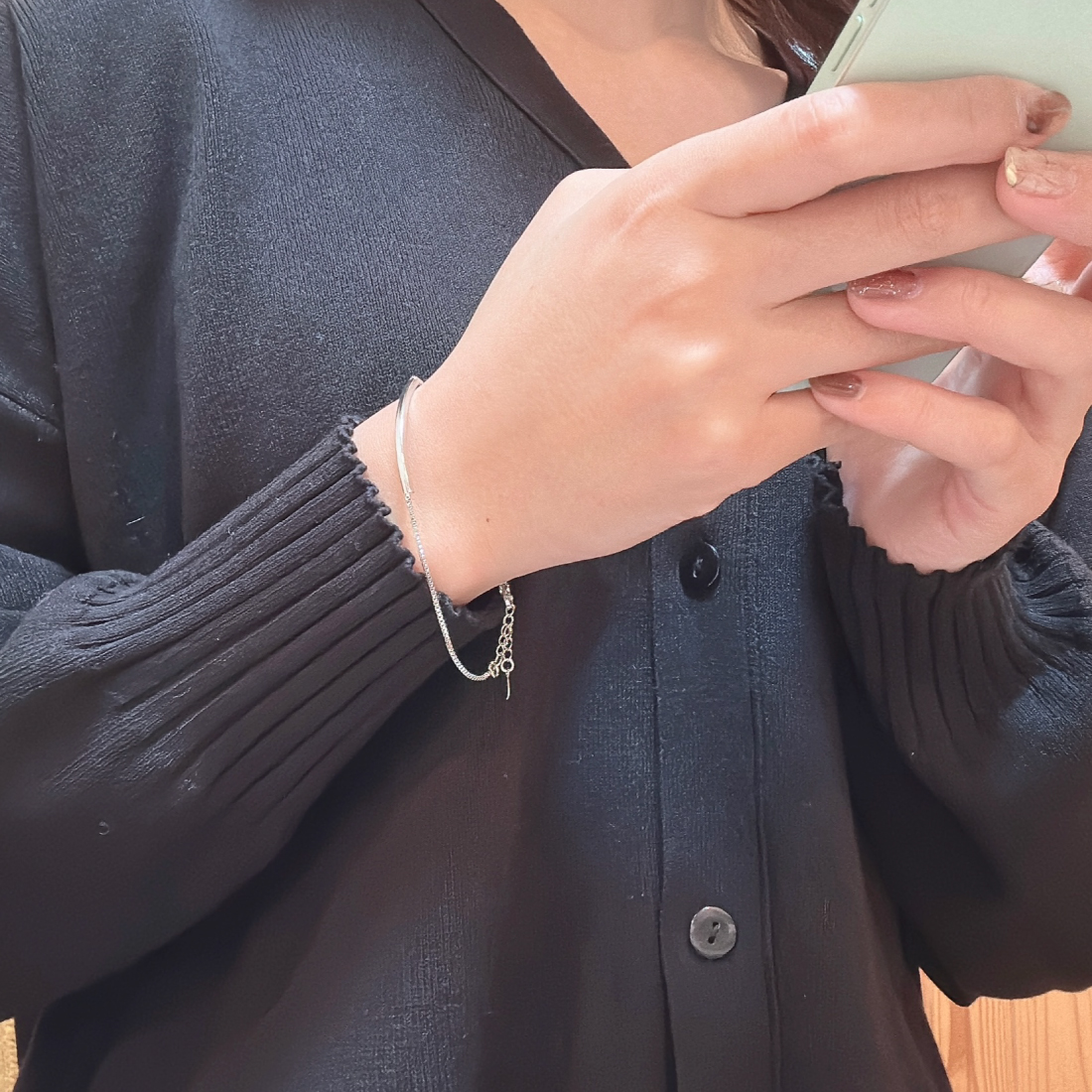 ブレスレット レディース 人気 合金 925シルバーメッキ ベネチアンチェーンボックスチェーン シンプル 金属アレルギー対応 (タイプB シルバー)
