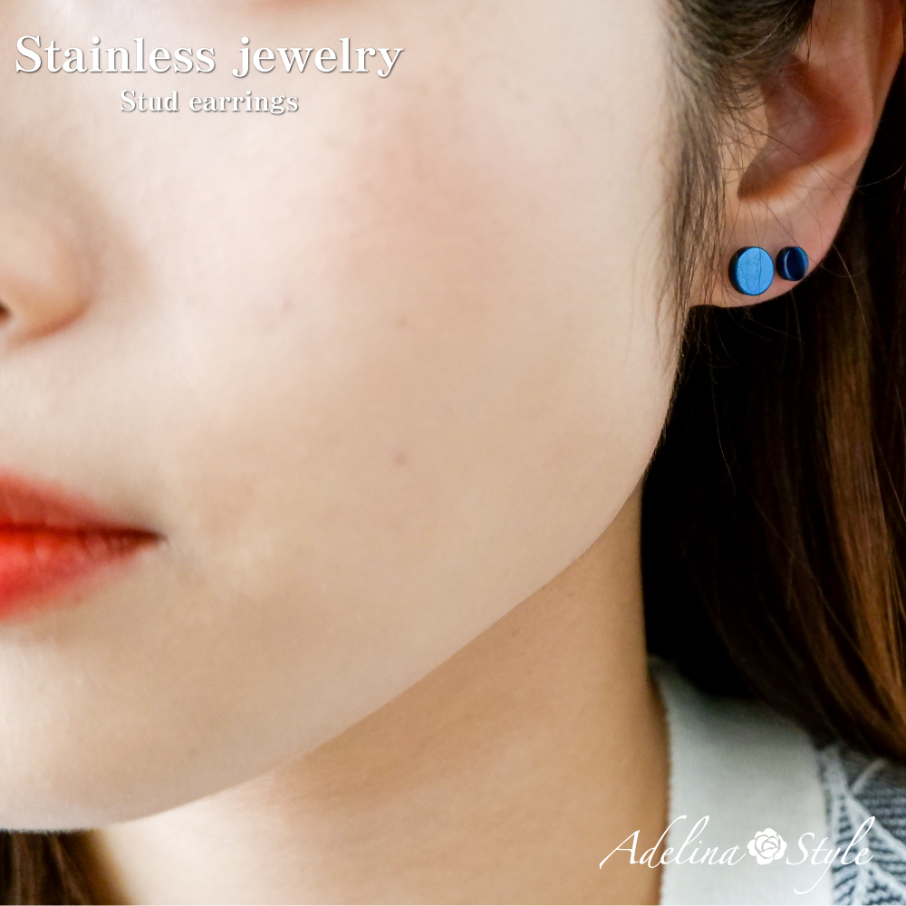 [6サイズ 幅3/4/5/6/7/8mm ペアセット]サージカルステンレス 人気 ダンベルピアス ネジ式 フラットキャッチ 円型 メンズ レディース 男女兼用 シンプル 金属アレルギー対応 スタッドピアス