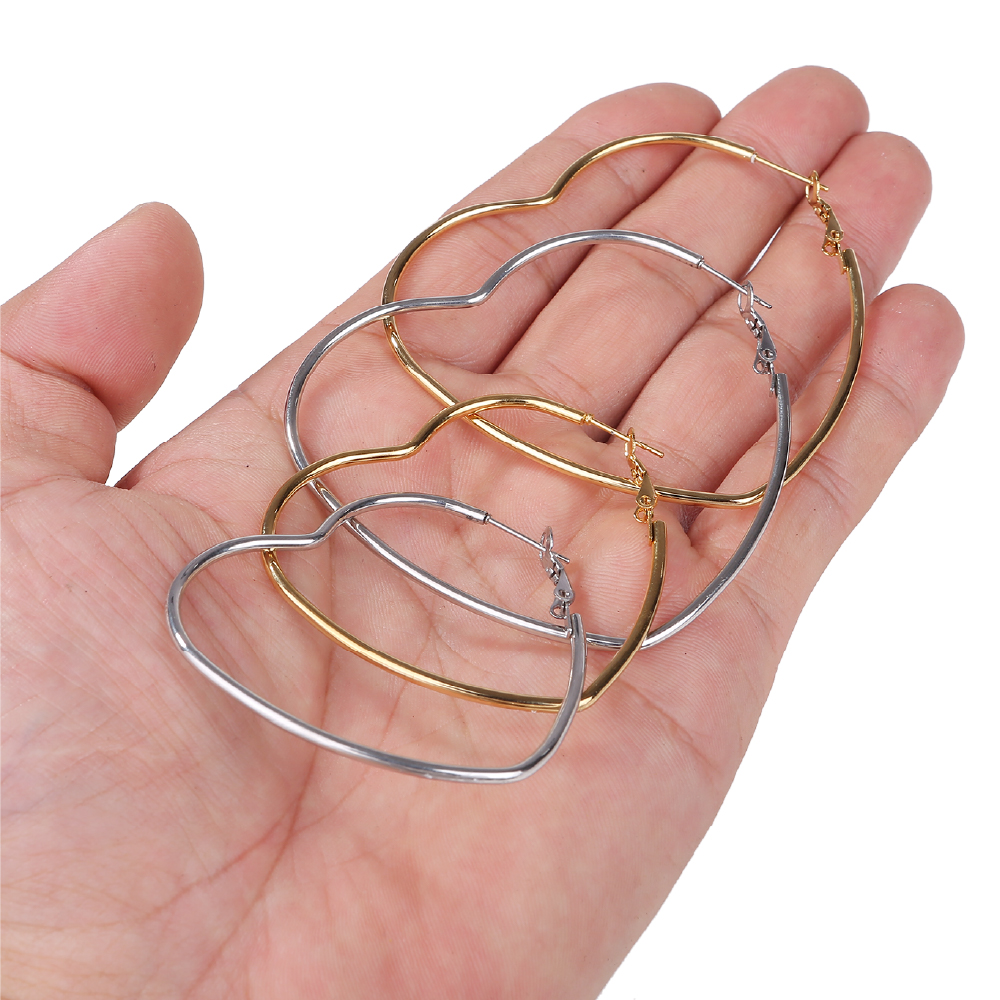ハート ピアス 幅2mm フープピアス 大きめ リングピアス レディース 人気 ピアス 1ペア サージカルステンレス 金属アレルギー対応