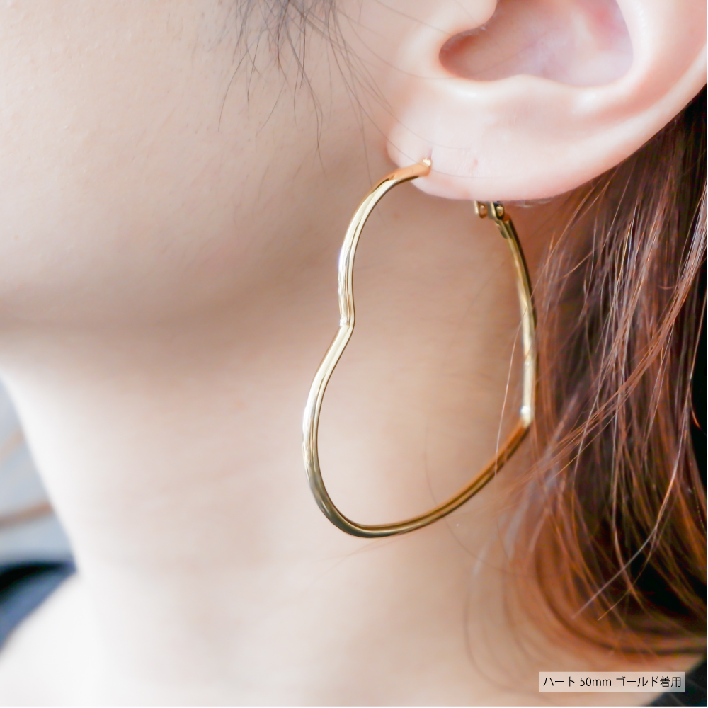 ハート ピアス 幅2mm フープピアス 大きめ リングピアス レディース 人気 ピアス 1ペア サージカルステンレス 金属アレルギー対応