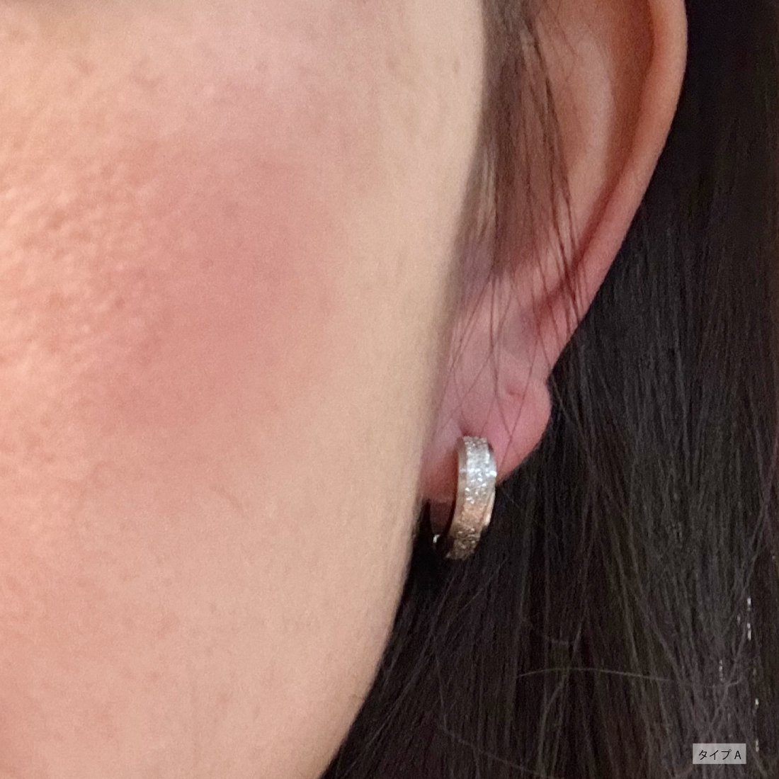 フープピアス 人気 太め 幅4mm 表面加工 1ペア つけっぱなし 18G メンズ レディース リング ピアス サージカルステンレス 金属アレルギー対応 男女兼用