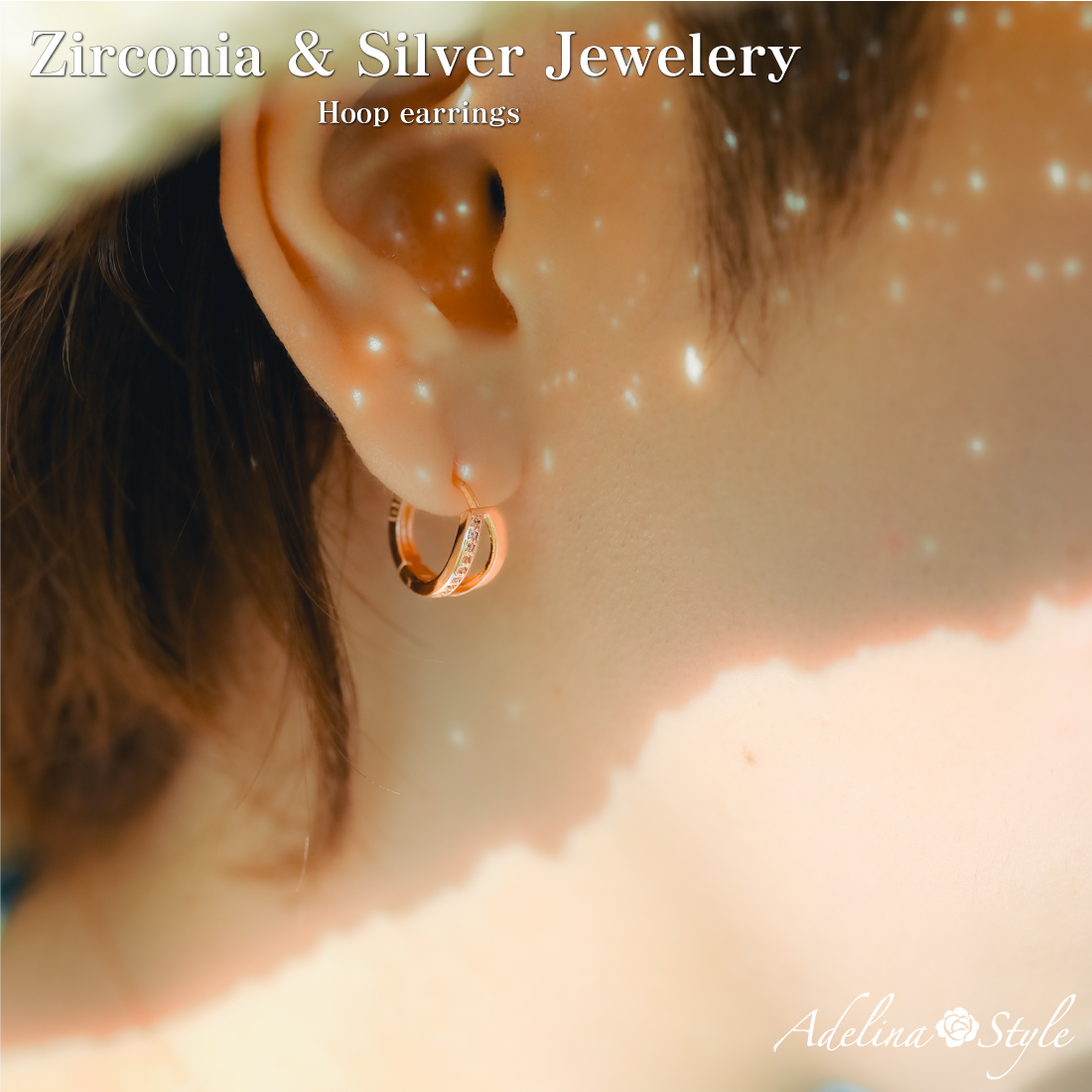 ジルコニア シルバー フープピアス ジルコニア リングピアス S925 ピアス レディース メンズ ジュエリー 幅7.0mm 内径10mm 両耳 ペア