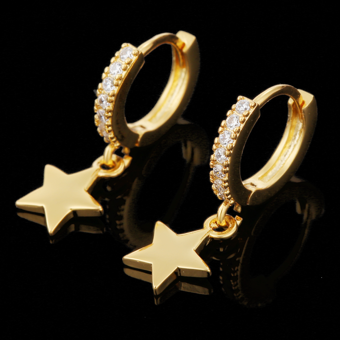 ピアス レディース 人気 フープピアス 1ペア 小さめ ゆれる ダングルピアス キュービックジルコニア サージカルステンレス 金属アレルギー対応 金メッキ 全長20mm (タイプH)