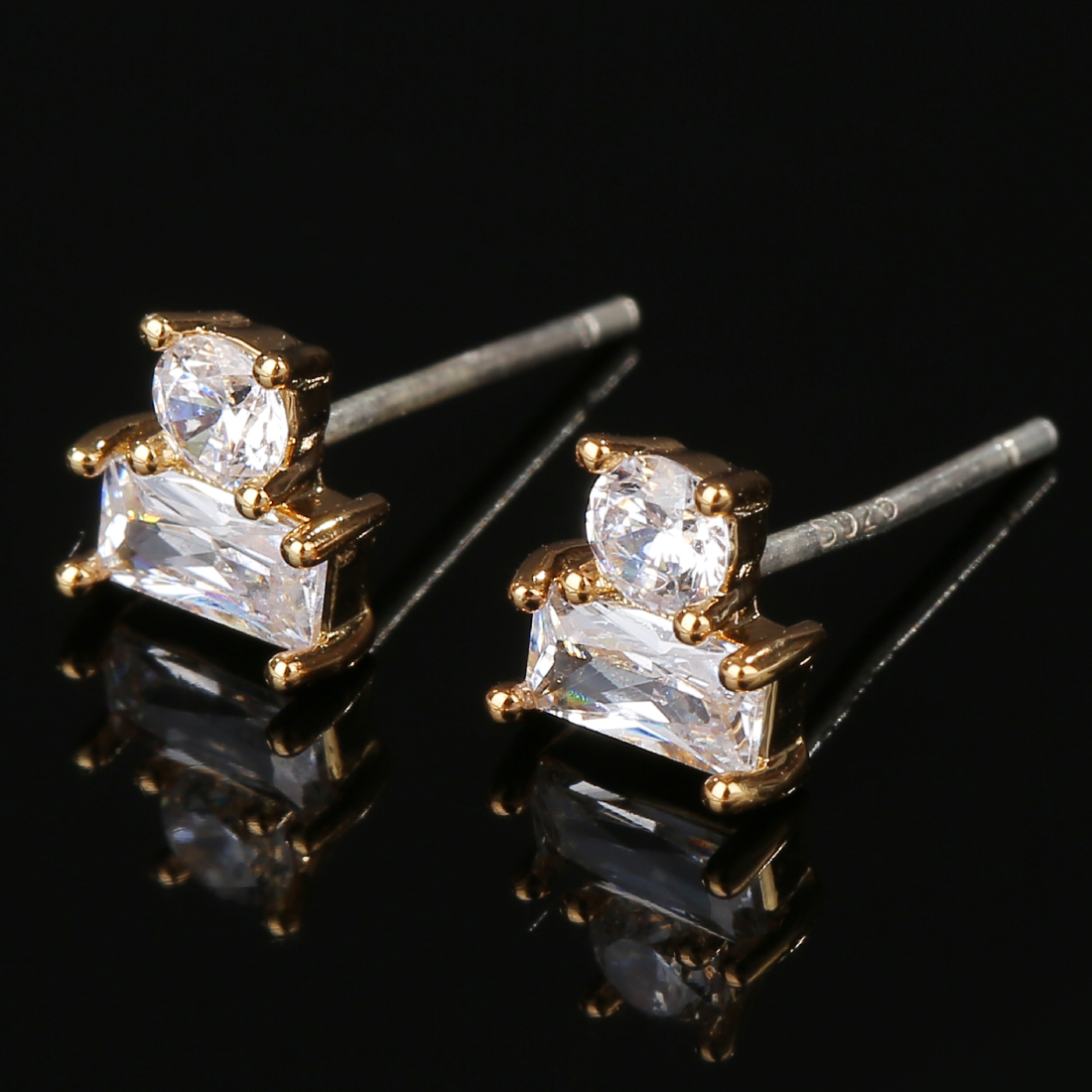 ピアス レディース 人気 1ペア 18KGP スタッドピアス S925 シルバーピアス キュービックジルコニア 金属アレルギー対応 (タイプG/6×6.5mm)
