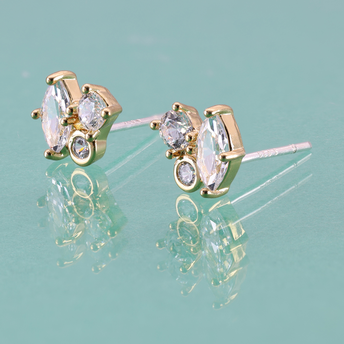 ピアス レディース 人気 1ペア 18KGP スタッドピアス S925 シルバーピアス キュービックジルコニア 金属アレルギー対応 (タイプH/7×8mm)