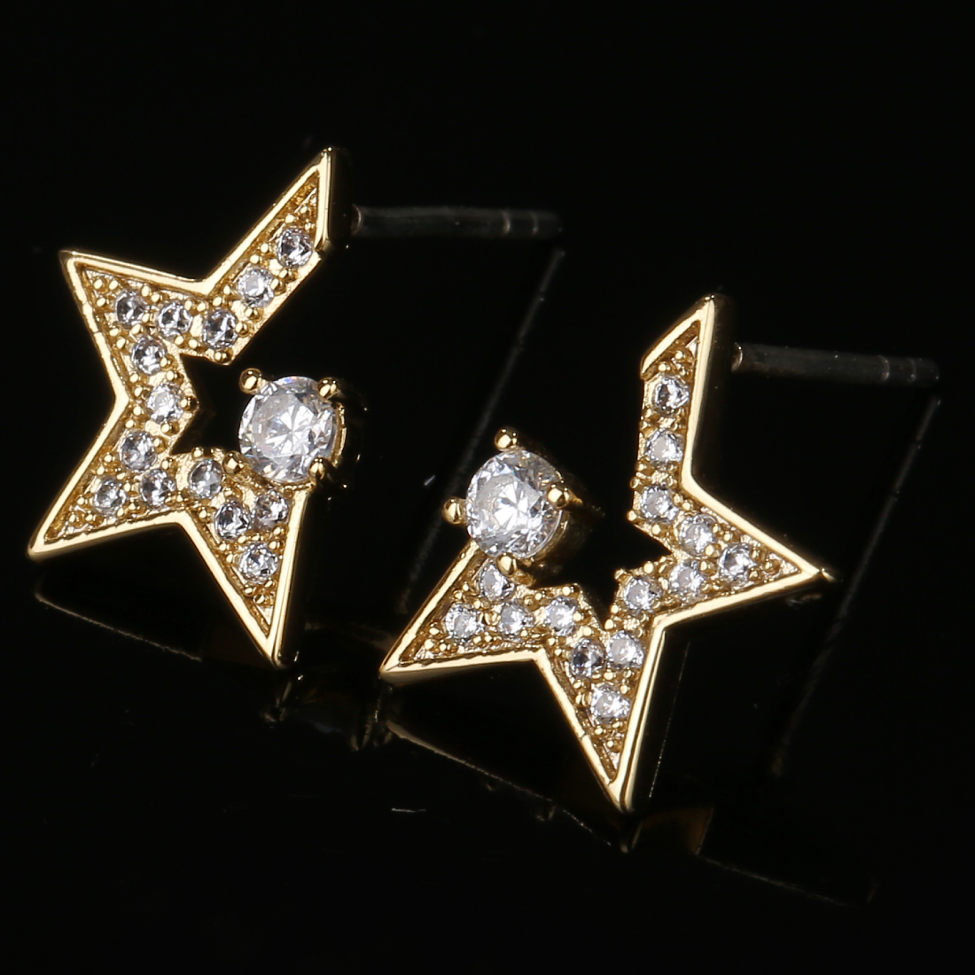 星 スター ピアス ジルコニア スタッドピアス 18KGP シルバー925純銀 レディース 両耳用