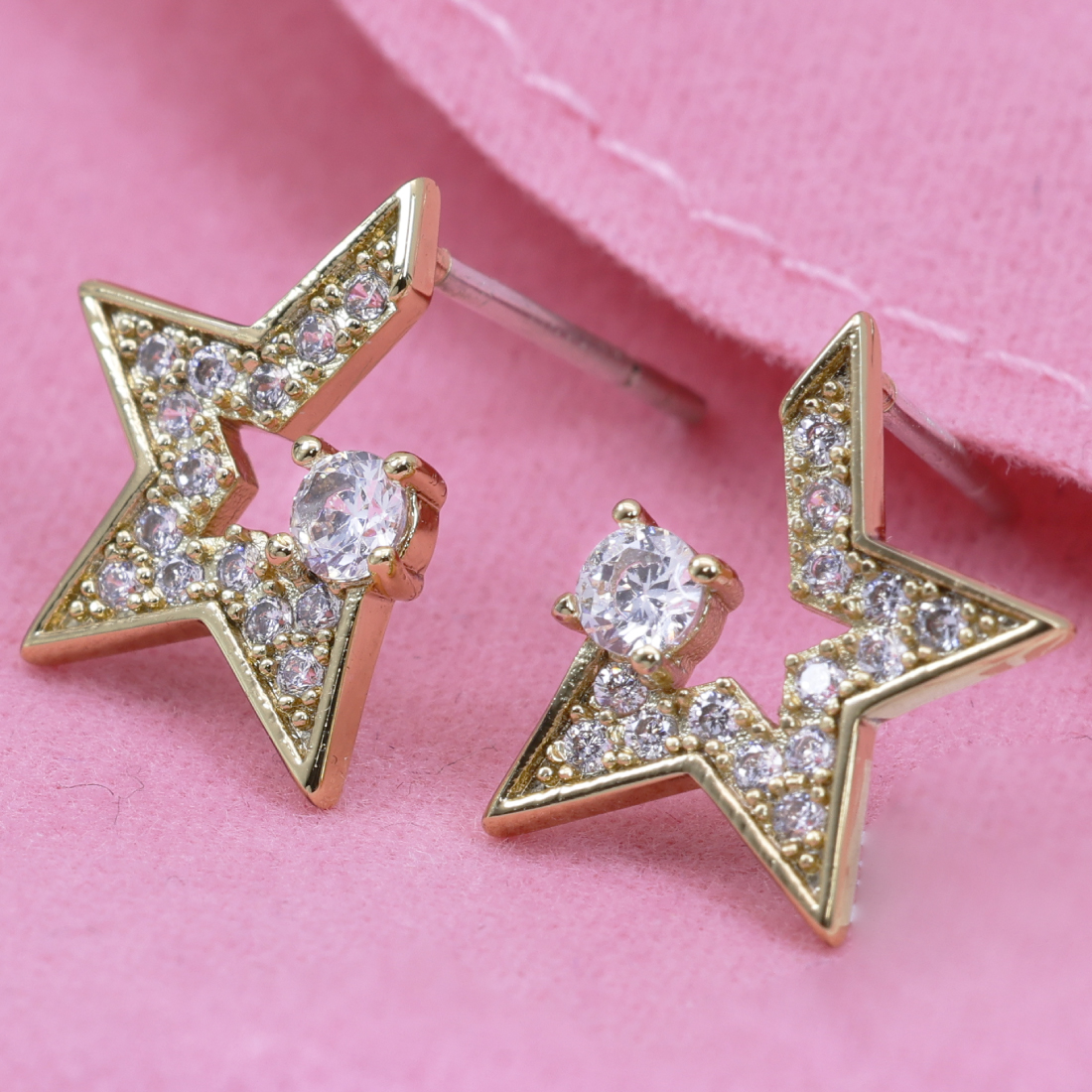 星 スター ピアス ジルコニア スタッドピアス 18KGP シルバー925純銀 レディース 両耳用