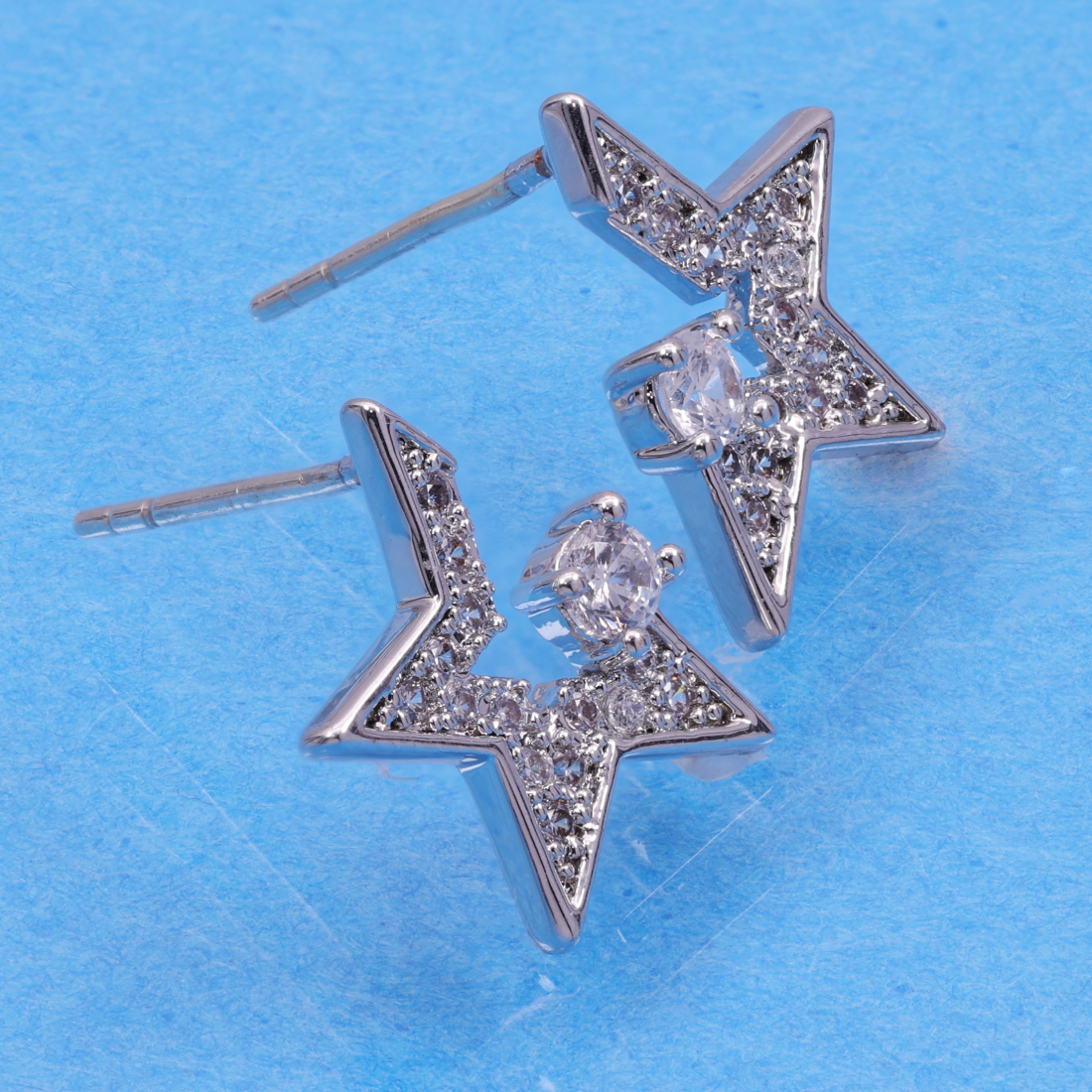星 スター ピアス ジルコニア スタッドピアス 18KGP シルバー925純銀 レディース 両耳用