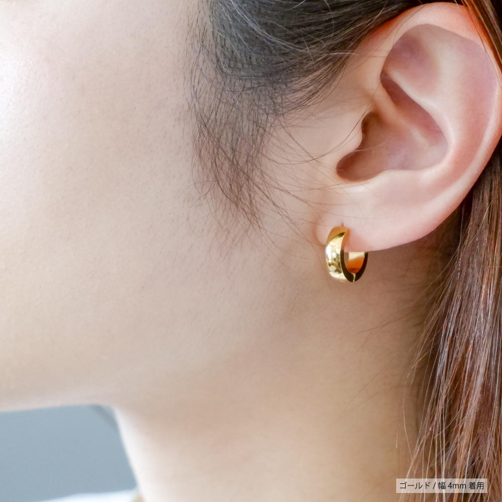 フープピアス 球面 幅3/4/5mm 人気 つけっぱなし リング ピアス ペア メンズ レディース 男女兼用 サージカルステンレス 金属アレルギー対応