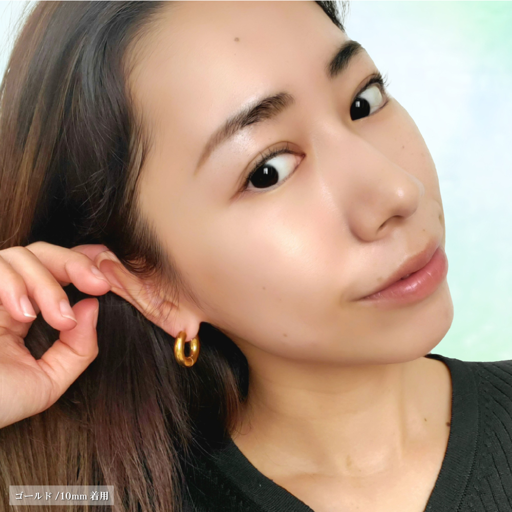 幅5mm フープピアス 人気 太めピアス つけっぱなし 18G 1ペア メンズ レディース リング ピアス サージカルステンレス 金属アレルギー対応 男女 両耳