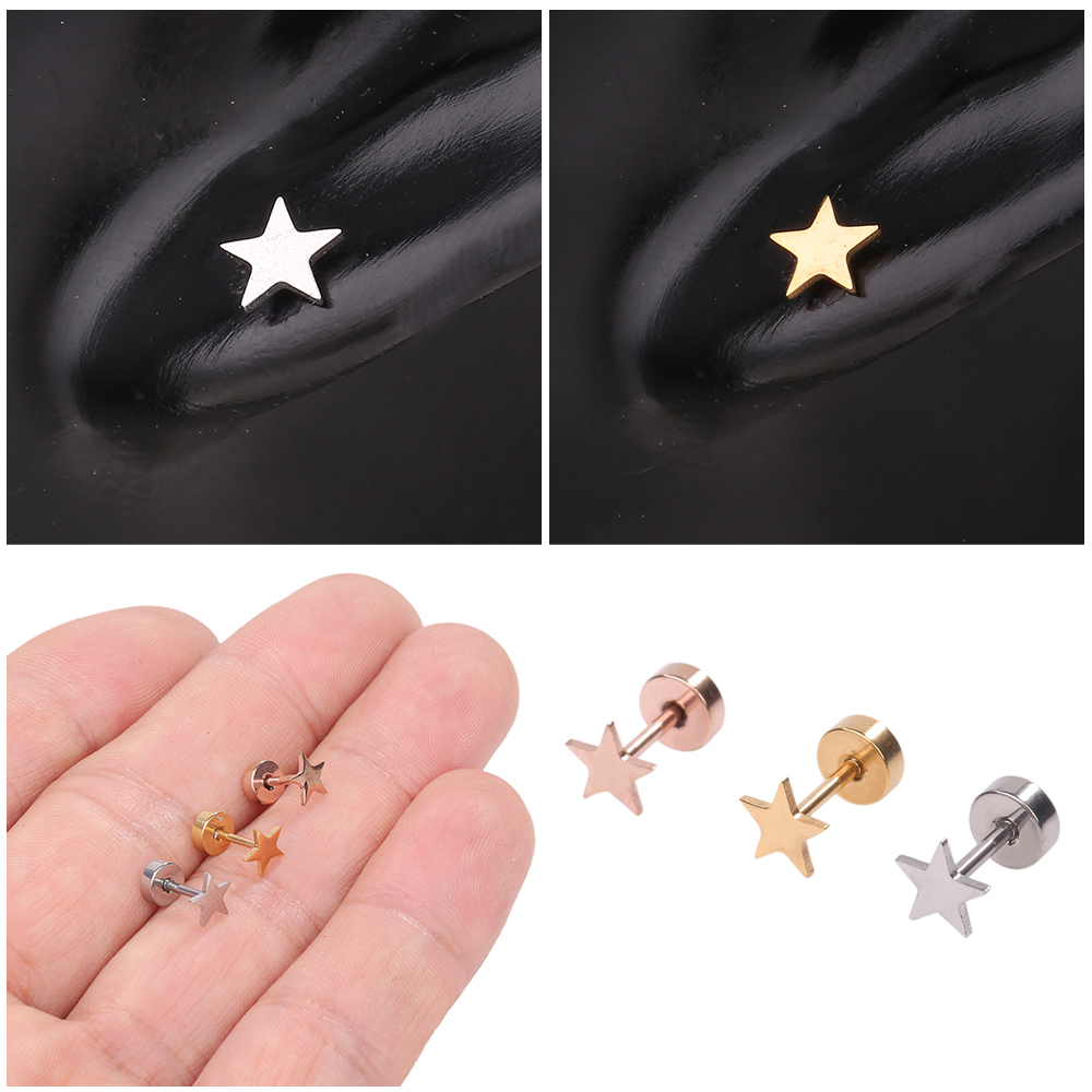 スター ピアス 星 スタッドピアス レディース 人気 つけっぱなし 1ペア ネジ式 フラットキャッチ 金属アレルギー対応 サージカルステンレス