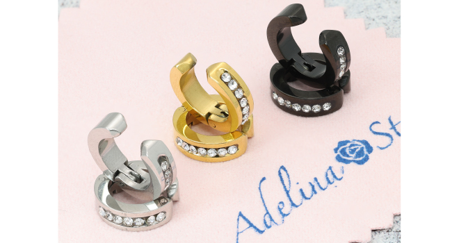 幅4mm×内径9mm 7粒ジルコニア イヤーカフ フェイクピアス イヤリング レディース メンズ ノンホールピアス