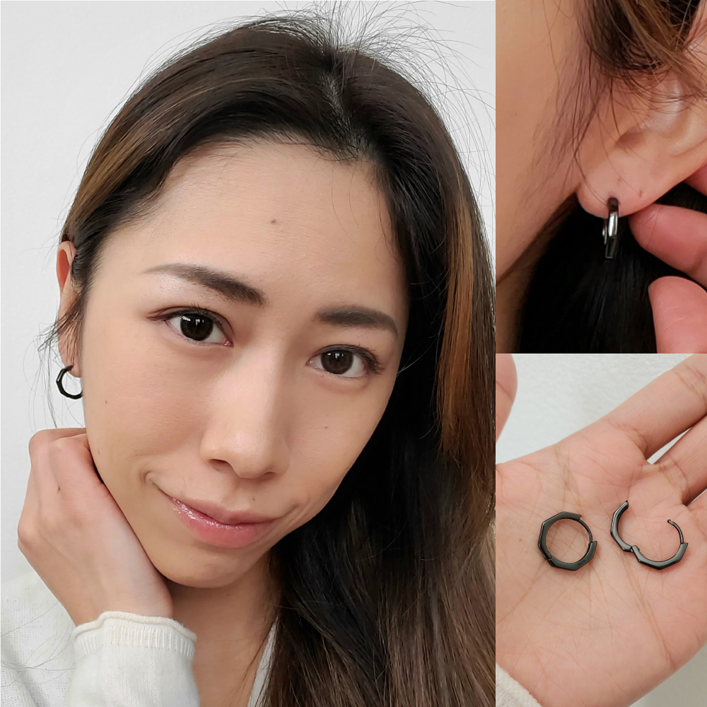 フープピアス 八角ピアス 人気 つけっぱなし 1ペア リング ピアス シルバー925 純銀製 メンズ レディース 金属アレルギー対応