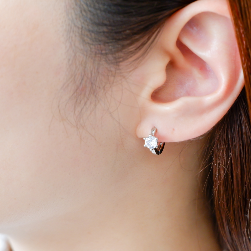ピアス レディース 人気 つけっぱなし フープピアス 1ペア リングピアス 大粒5A キュービックジルコニア S925 純銀製 金属アレルギー対応