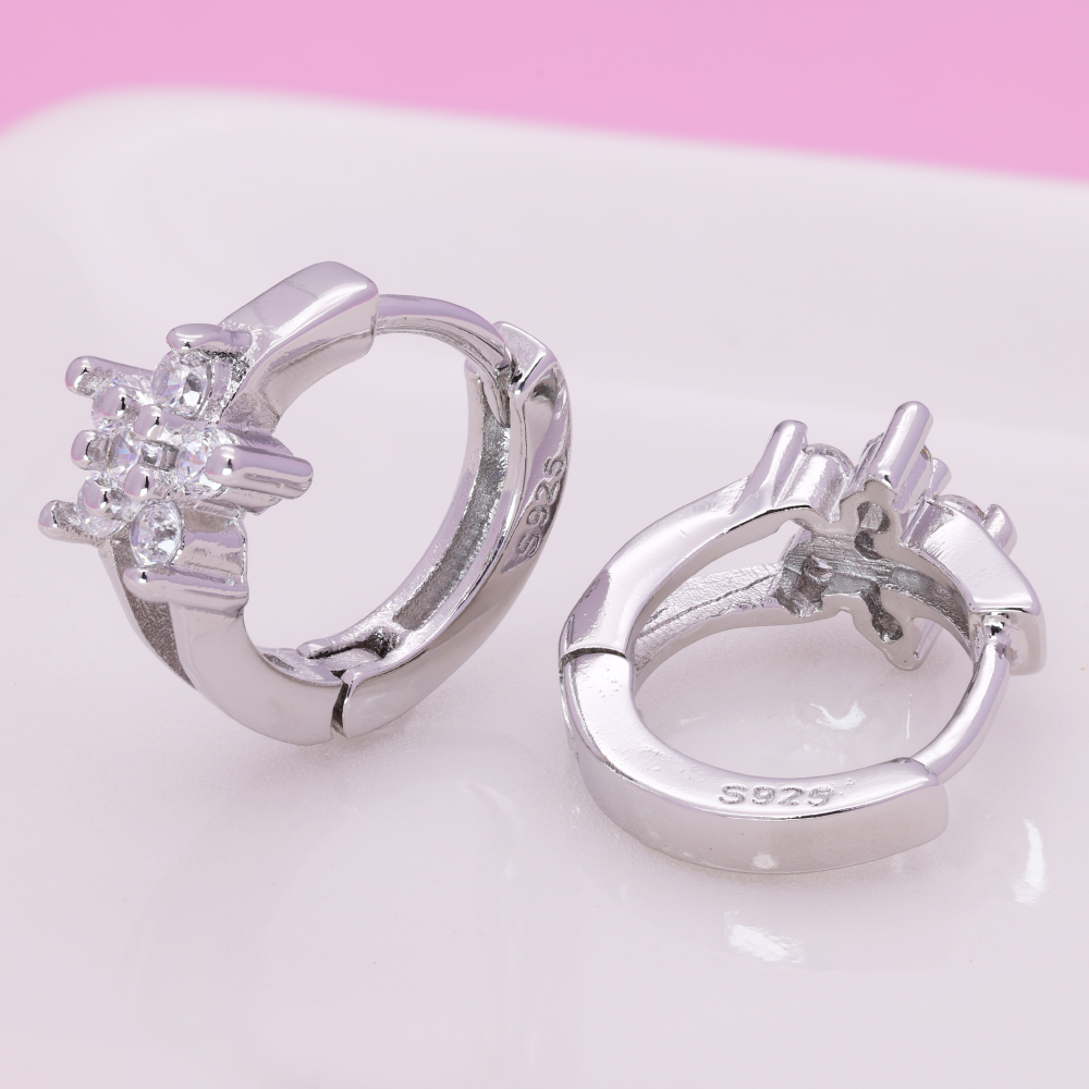 ピアス レディース 人気 フープピアス つけっぱなしリングピアス 2個入 キュービックジルコニア シルバー 925 純銀製 アレルギー対応