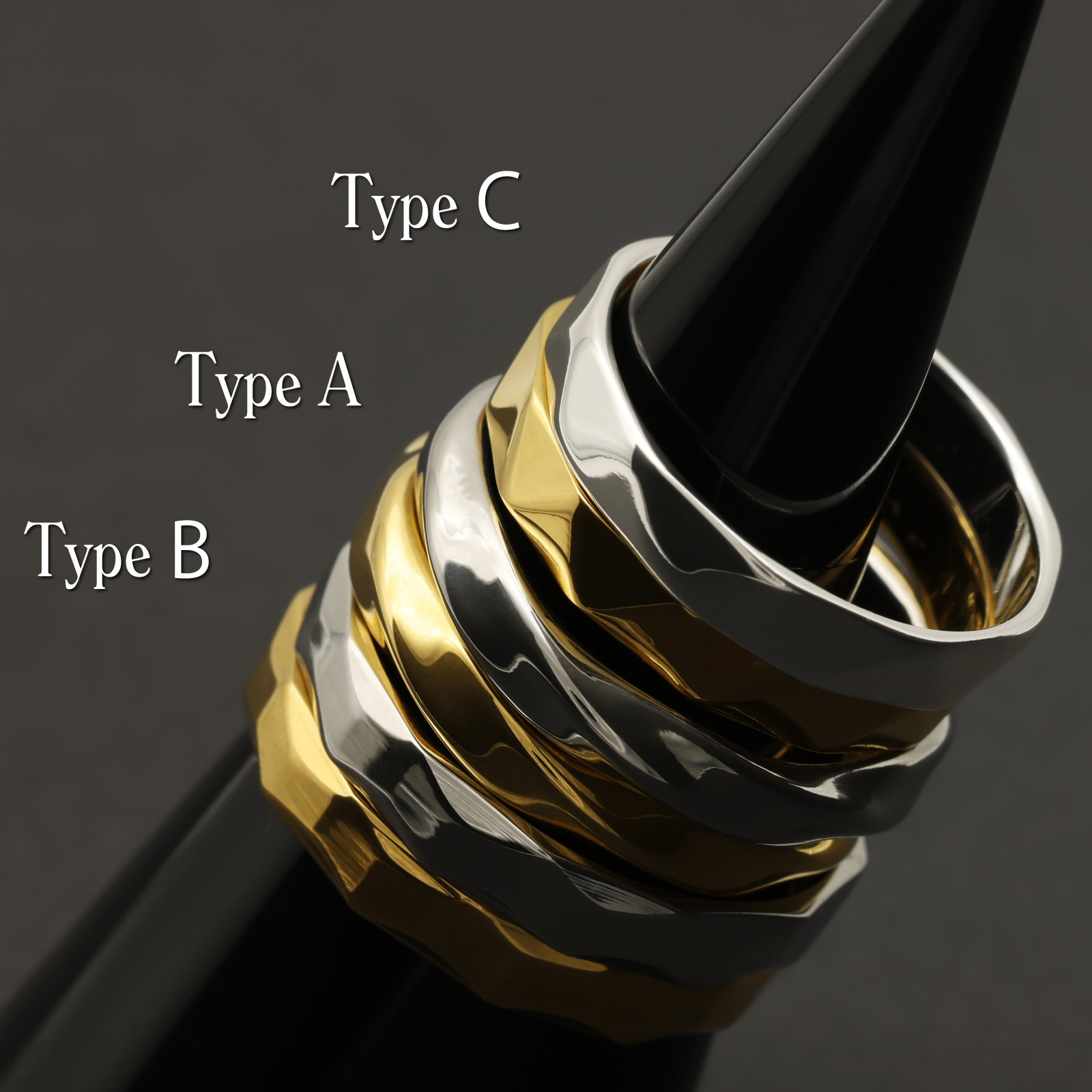 リング メンズ レディース 人気 指輪 幅4mm ツイスト 捻り サージカルステンレス 内甲丸 金属アレルギー対応(TypeA)