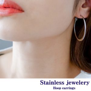 [Adelina Style] フープピアス 人気 大きめ リンクピアス 幅2mm 1ペア サージカルステンレス レディースピアス 金属アレルギー対応