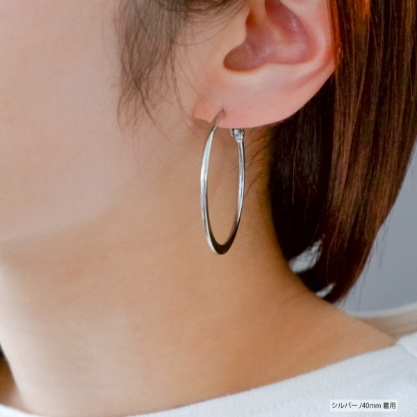 [Adelina Style] フープピアス 人気 大きめ リンクピアス 幅2mm 1ペア サージカルステンレス レディースピアス 金属アレルギー対応 - 画像 (2)