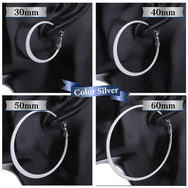 [Adelina Style] フープピアス 人気 大きめ リンクピアス 幅2mm 1ペア サージカルステンレス レディースピアス 金属アレルギー対応 - 画像 (8)