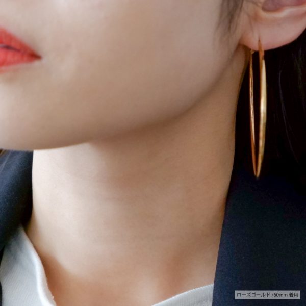 [Adelina Style] フープピアス 人気 大きめ リンクピアス 幅2mm 1ペア サージカルステンレス レディースピアス 金属アレルギー対応 - 画像 (3)