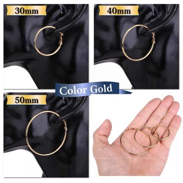 [Adelina Style] フープピアス 人気 大きめ リンクピアス 幅2mm 1ペア サージカルステンレス レディースピアス 金属アレルギー対応 - 画像 (8)