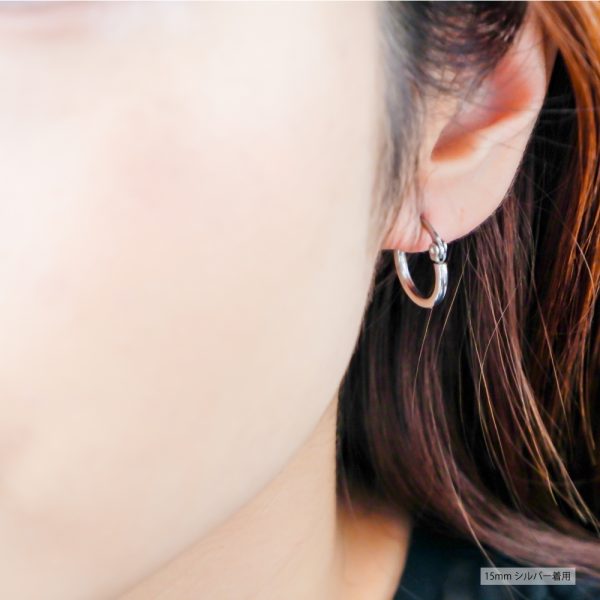 [Adelina Style] 幅2mm  1ペア サージカルステンレス フープピアス リングピアス レディース メンズ 金属アレルギー対応 - 画像 (3)