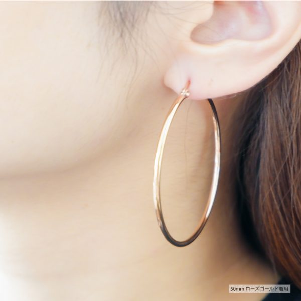 [Adelina Style] 幅2mm  1ペア サージカルステンレス フープピアス リングピアス レディース メンズ 金属アレルギー対応 - 画像 (5)