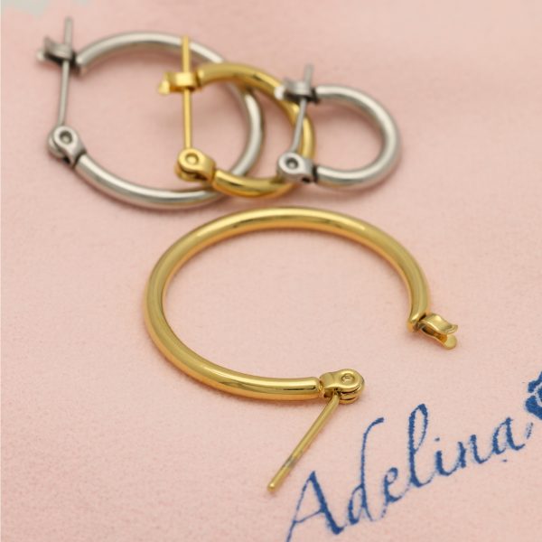 [Adelina Style] フープピアス ピアス レディース 人気 幅2mm 大きめ 1ペア リング ピアス サージカルステンレス 金属アレルギー対応 男女 - 画像 (7)