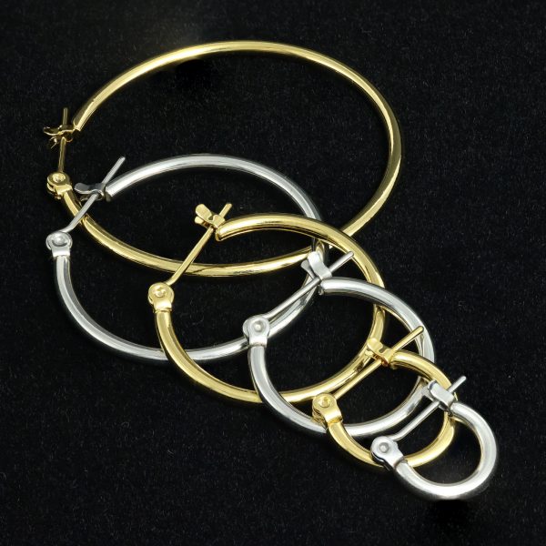 [Adelina Style] フープピアス ピアス レディース 人気 幅2mm 大きめ 1ペア リング ピアス サージカルステンレス 金属アレルギー対応 男女 - 画像 (8)