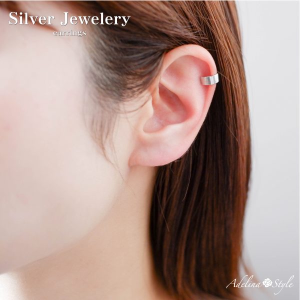 [Adelina Style] シルバーカフ 1ペア フェイクピアス ノンホールピアス イヤリング シルバー イヤーカフ 人気 イヤークリップ S925 純銀 メンズ レディース 挟むだけ ピアス 金属アレルギー対応