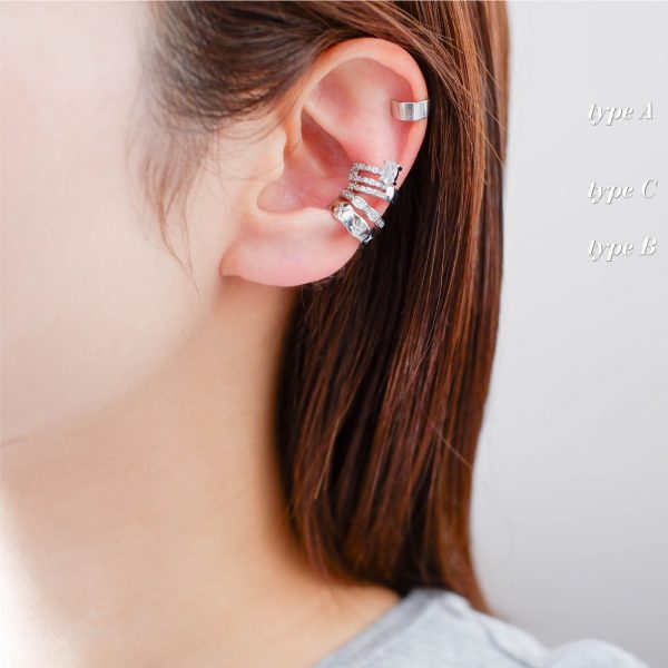 [Adelina Style] シルバーカフ 1ペア フェイクピアス ノンホールピアス イヤリング シルバー イヤーカフ 人気 イヤークリップ S925 純銀 メンズ レディース 挟むだけ ピアス 金属アレルギー対応 - 画像 (2)