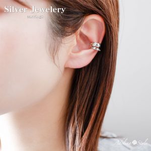 [Adelina Style] シルバーカフ 1ペアフェイクピアス ノンホールピアス イヤリング シルバー イヤーカフ 人気 イヤークリップ S925 キュービックジルコニア メンズ レディース 金属アレルギー対応