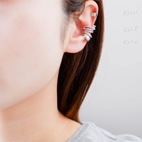[Adelina Style] シルバーカフ 1ペアフェイクピアス ノンホールピアス イヤリング シルバー イヤーカフ 人気 イヤークリップ S925 キュービックジルコニア メンズ レディース 金属アレルギー対応 - 画像 (3)