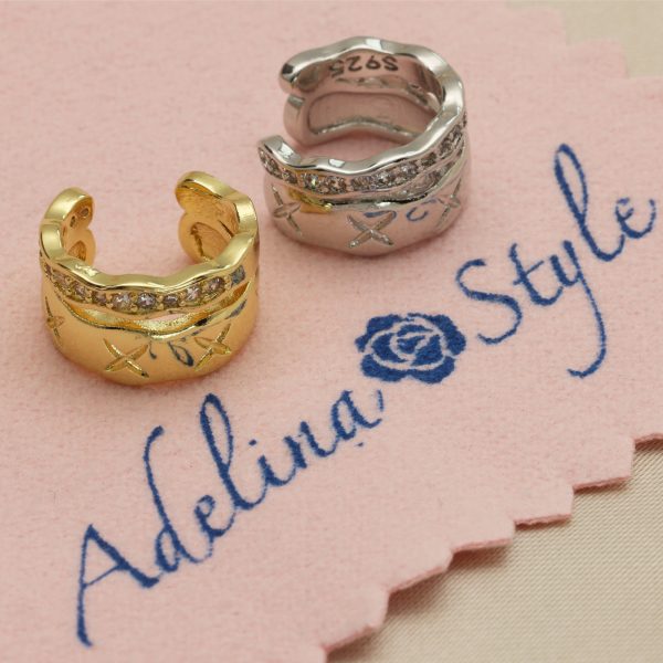[Adelina Style] シルバーカフ 1ペアフェイクピアス ノンホールピアス イヤリング シルバー イヤーカフ 人気 イヤークリップ S925 キュービックジルコニア メンズ レディース 金属アレルギー対応 - 画像 (8)