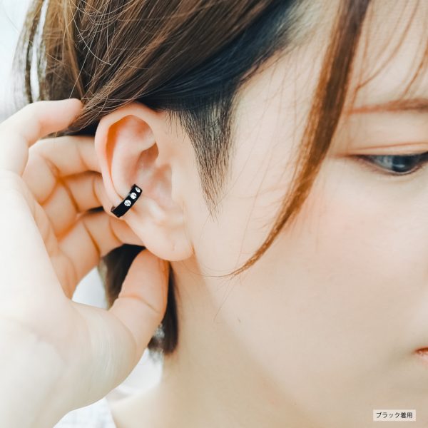 [Adelina Style] 幅4mm 内径9mm ジルコニア イヤーカフ フェイクピアス イヤリング レディース メンズ ノンホールピアス - 画像 (2)