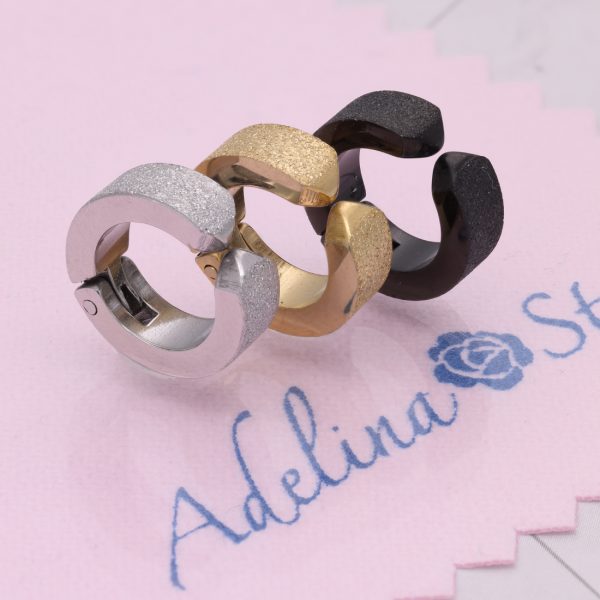 [Adelina Style] 幅4mm 内径9mm 表面加工 イヤーカフ フェイクピアス イヤリング レディース メンズ ノンホールピアス - 画像 (5)