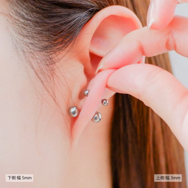 [Adelina Style] 純チタン ダンベル ボールピアス 丸玉 スタッド ピアス 人気 つけっぱなし 16G 軟骨ピアス メンズ レディース 1ペア金属アレルギー対応 男女 - 画像 (3)
