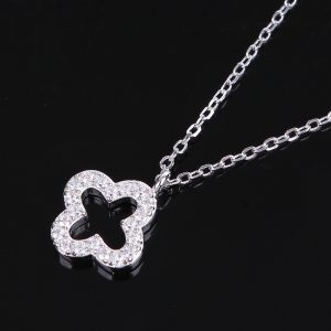 [Adelina Style] ネックレス レディース 人気 幸運の四つ葉 クローバー 高輝度ジルコアニア シルバー ネックレス よつば ペンダント 金属アレルギー対応 S925純銀
