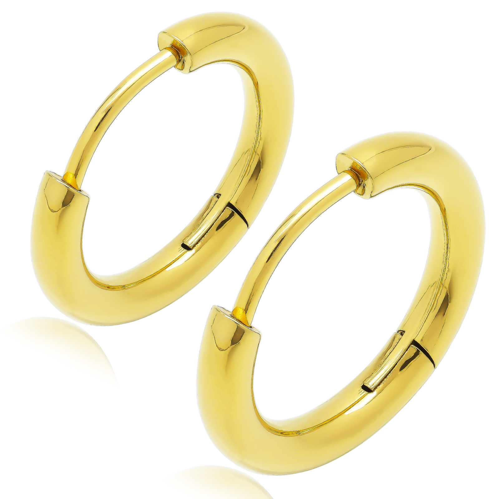 リングピアス フープピアス メンズ レディース 人気 幅2.5mm つけっぱなし 小さめ 18G 1ペア サージカルステンレス ピアスリング 金属アレルギー対応 - ゴールド, 内径10mm