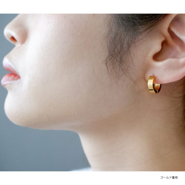 [Adelina Style] フープピアス 人気 太め 幅4mm 鏡面 1ペア つけっぱなし 18G メンズ レディース リング ピアス サージカルステンレス 金属アレルギー対応 男女兼用 - 画像 (2)