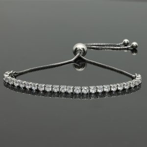 [Adelina Style] ブレスレット レディース 人気 大粒 キュービックジルコニア 25粒 シンプル 合金 925シルバーメッキ 金属アレルギー対応 (タイプI)