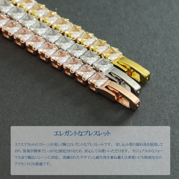 [Adelina Style] ブレスレット レディース 人気 3A 36粒 キュービックジルコニア シンプル シルバーメッキ メンズ 金属アレルギー対応 プレゼント ギフト 専用ケース付 - 画像 (4)