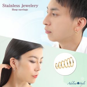 [Adelina Style] リングピアス フープピアス メンズ レディース 人気 幅2.5mm つけっぱなし 小さめ 18G 1ペア サージカルステンレス ピアスリング 金属アレルギー対応