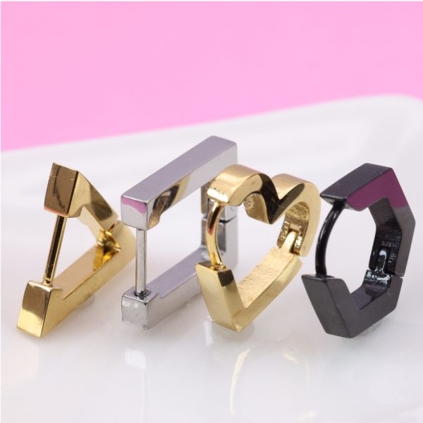 [Adelina Style] 三角形 ピアス 1ペア 人気 つけっぱなし メンズ レディース トライアングル フープピアス サージカルステンレス 金属アレルギー対応 男女兼用 - 画像 (4)