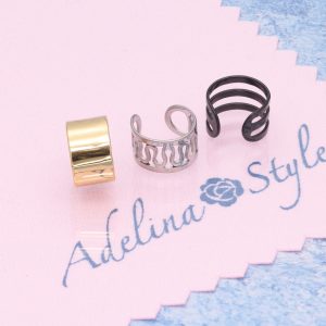[Adelina Style] 3点セット イヤーカフ イヤークリップ フェイクピアス 人気 ノンホールピアス イヤリング ステンレス 挟むだけ 簡単 ピアス 金属アレルギー対応