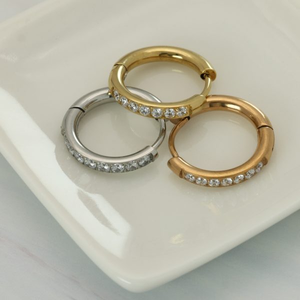 [Adelina Style] フープピアス 人気 つけっぱなし ラインストーン キュービックジルコニア 18G 1ペア メンズ レディース リング ピアス サージカルステンレス 金属アレルギー対応 両耳 - 画像 (7)