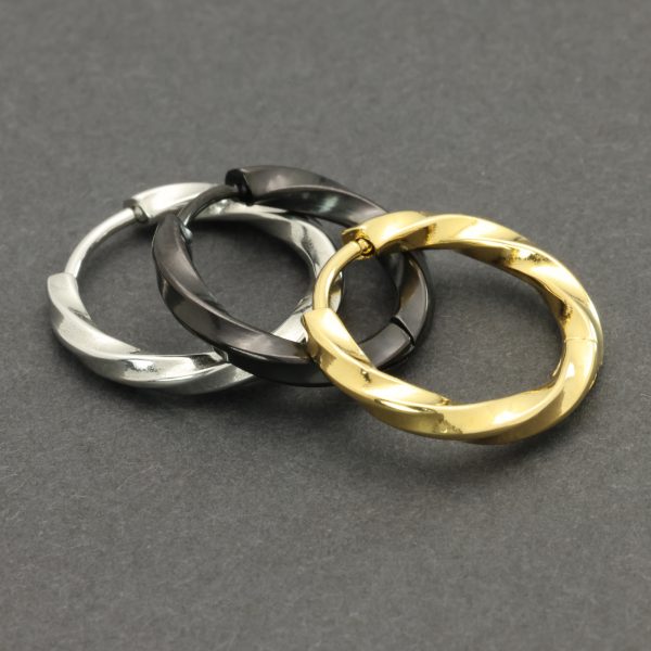 [Adelina Style] ひねり フープピアス 人気 幅2.5mm つけっぱなし 捻じれ サージカルステンレス 18G 1ペア メンズ レディース リング ピアス ねじれ 金属アレルギー対応 男女 両耳 - 画像 (7)