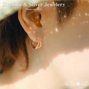 [Adelina Style] ジルコニア シルバー フープピアス ジルコニア リングピアス S925 ピアス レディース メンズ ジュエリー 幅7.0mm 内径10mm 両耳 ペア