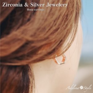 [Adelina Style] ジルコニア シルバー フープピアス ジルコニア リングピアス S925 ピアス レディース メンズ ジュエリー 幅5.0mm 内径10mm 両耳 ペア