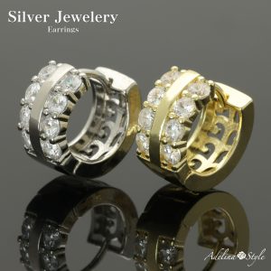[Adelina Style] フープピアス 1ペア リングピアス メンズ レディース 人気 つけっぱなしピアス ラインストーン キュービックジルコニア S925 金属アレルギー対応